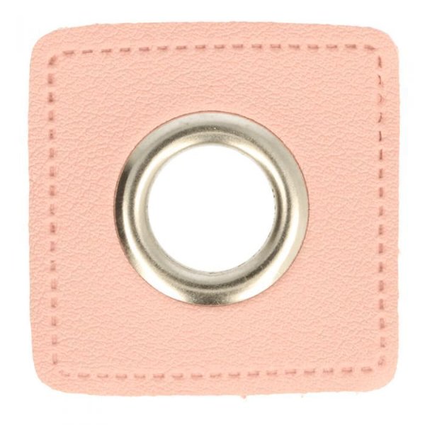 Ösen rosa Kunstleder Viereck 11mm Nickel